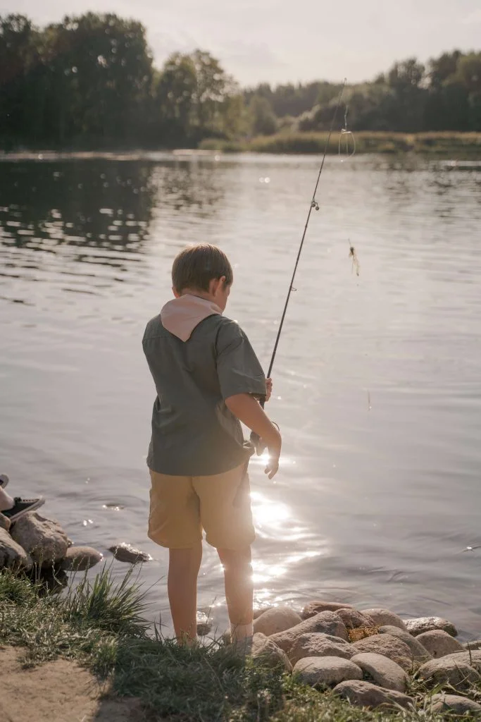 For a lightweight fishing pole appropriate for your child's age and size. A shorter rod, around 3 to 5 feet in length, is generally more manageable for young anglers.